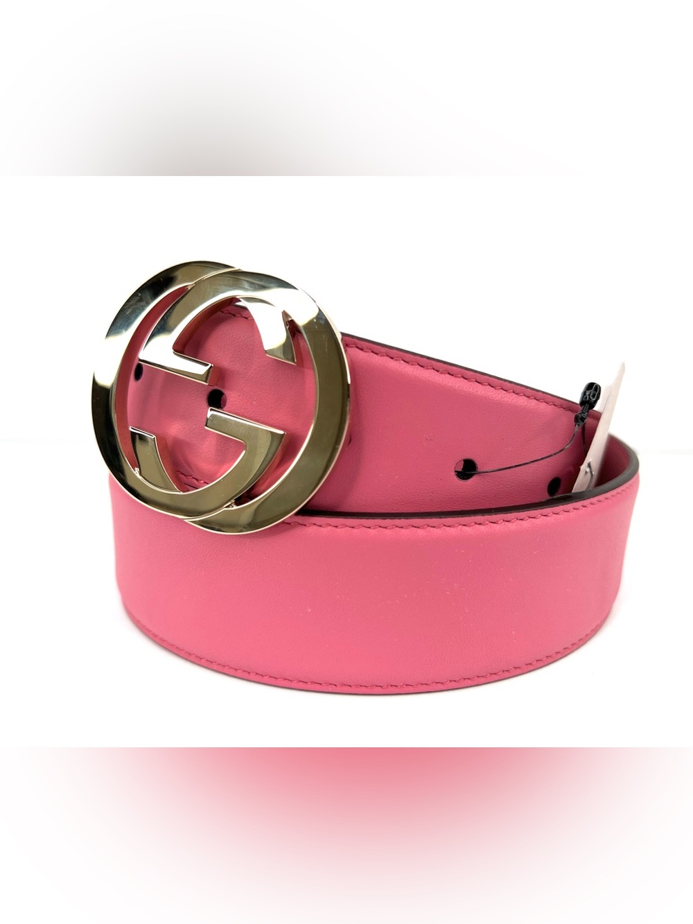 Gucci Interlocking G Barbie Pink Leather GG Logo Belt Size 85 cm - 34 inches